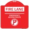 Signmission Fire Lane Emergency Access Route W/ No Parking, Red & White Aluminum Sign, 18" x 18", RW-1818-24016 A-DES-RW-1818-24016 - alternate 1